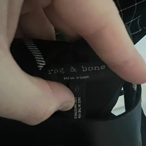 Rag & Bone Phoebe Shift Genuine Leather Dress Size 0 Color Black White - Picture 6 of 7